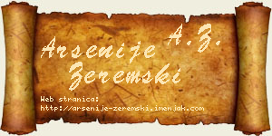 Arsenije Zeremski vizit kartica